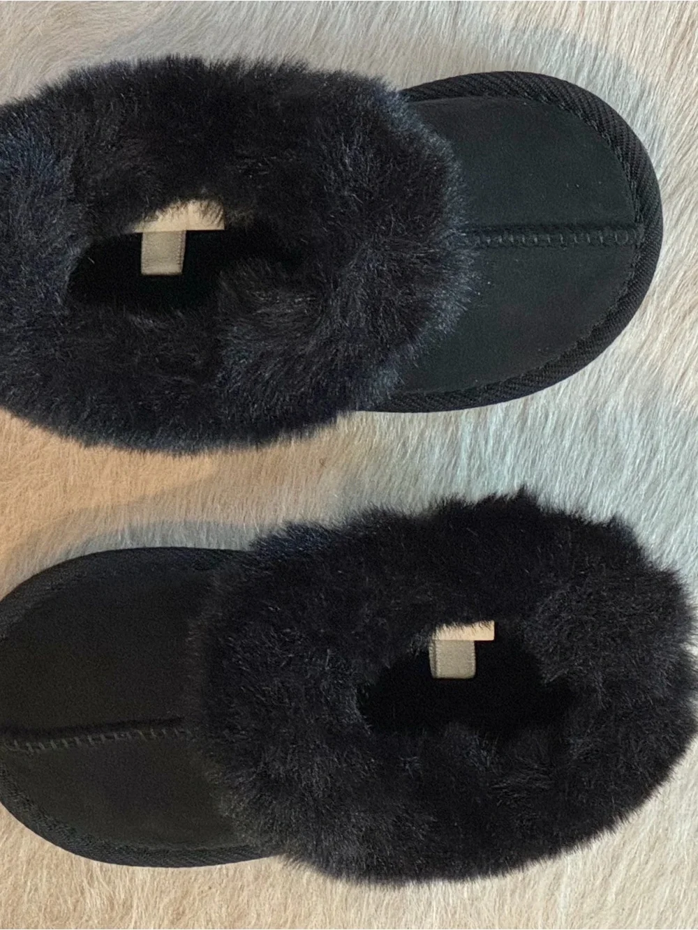 Toddler Piper Faux Fur Cuff Scuff Slippers - Cat & Jack™ Jet Black 7